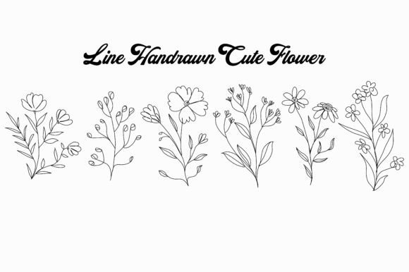 Download Cute Line Flower Bundle Set - Set Collection