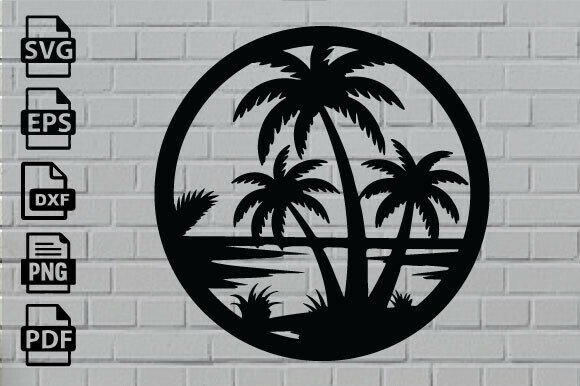 Download Beach Sunset Laser Cut File Home Decor - Set Collection