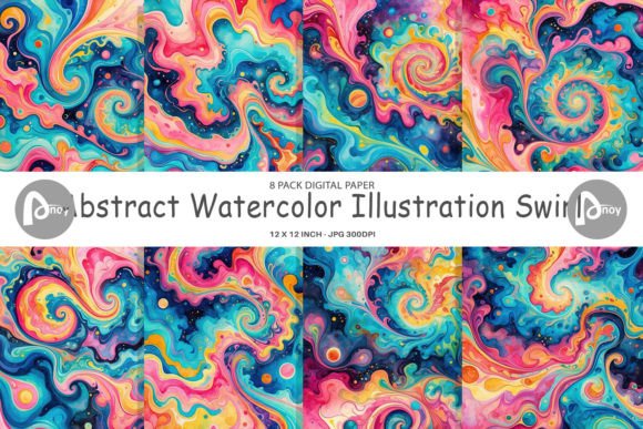 Download Digital Paper Abstract Watercolor Swirl - Abstract Collection