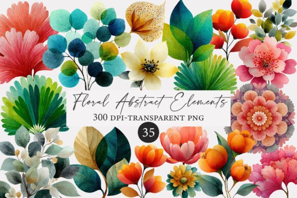 Download Floral Abstract Elements Clipart - Premium Bundle