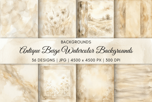 Download Antique Beige Watercolor Backgrounds - Round Collection