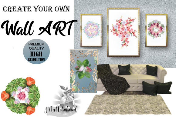Download Watercolor Floral Elements | Background - Round Collection