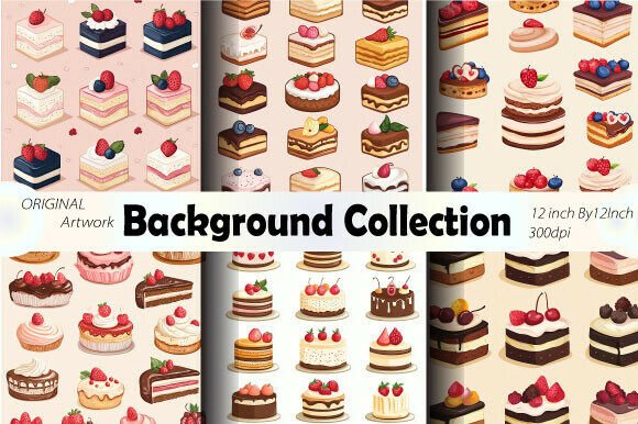 Download Cute Sweet Cake Seamless Background Art - Round Collection