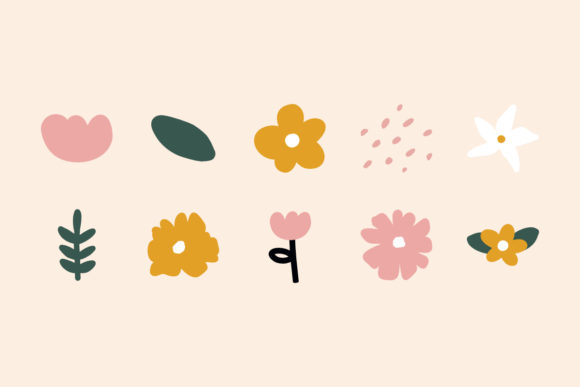 Download Simple Abstract Shapes &amp; Doodle Flowers - Abstract Collection