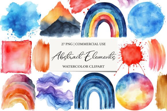 Download Watercolor Abstract Elements Clipart - Premium Bundle