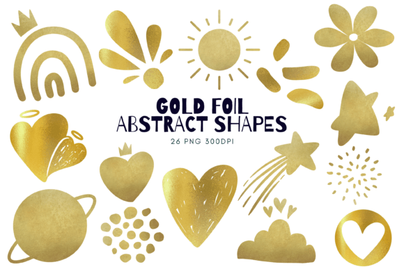 Download Gold Foil Abstract Shapes PNG - Abstract Collection