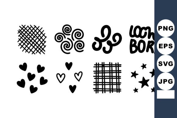 Download Set of Simple Black Doodle Patterns and - Set Collection