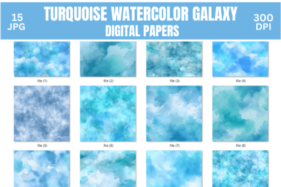 Download Watercolor Turquoise Backgrounds Digital - Round Collection