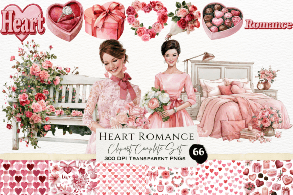 Download Heart Romance Watercolor Clipart Set - Set Collection