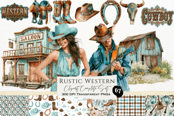 Download Rustic Western Watercolor Clipart Set - Set Collection