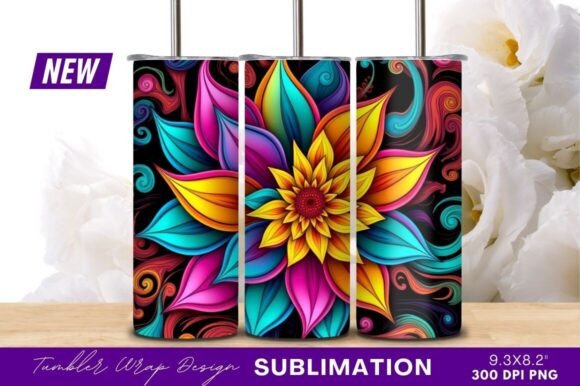 Download Vivid Abstract Flower Art Tumbler - Abstract Collection