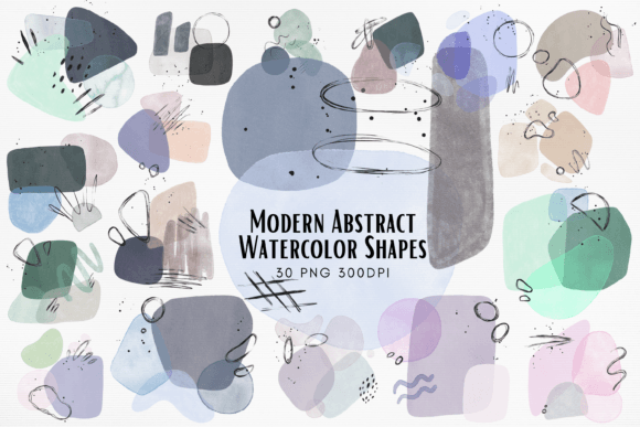 Download Modern Abstract Watercolor Shapes PNG - Abstract Collection