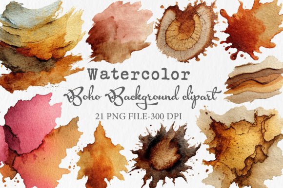 Download Watercolor Boho Background Clipart - Round Collection