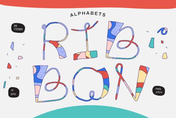 Download Ribbon Alphabet Graphic Set - Set Collection