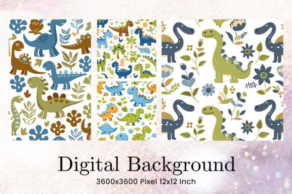 Download Dinosaur Pattern Background Wallpaper - Round Collection