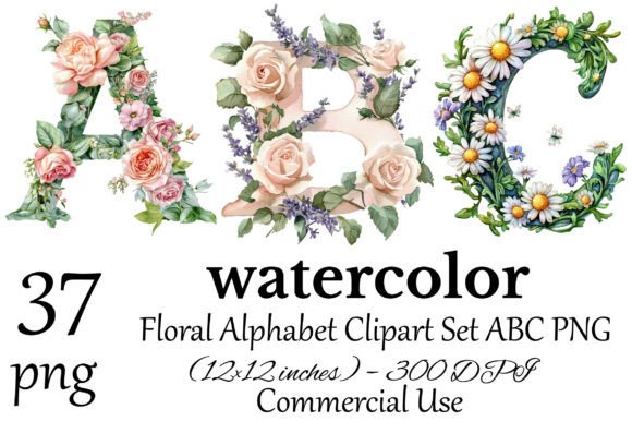 Download Floral Alphabet Clipart Set ABC PNG - Set Collection