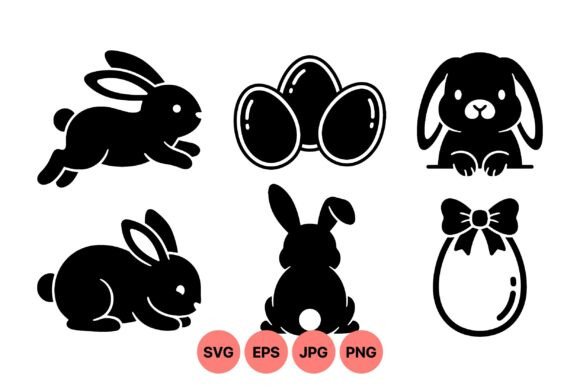 Download Cute Easter Bunny Silhouette Set - Set Collection