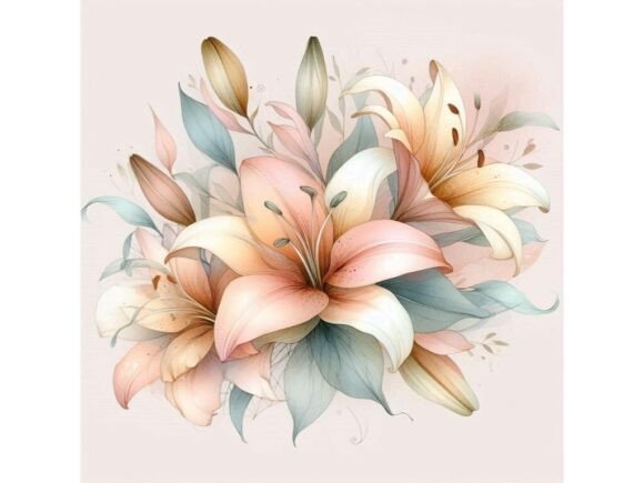 Download 🌸 Abstract Watercolor Lilies in Subtle - Abstract Collection