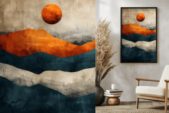 Download Rustic Abstract Mountain Landscape Print - Abstract Collection