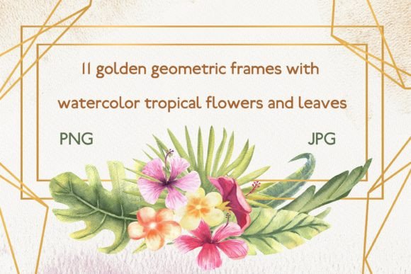 Download Watercolor Frame with Tropic Leaves/Set2 - Set Collection