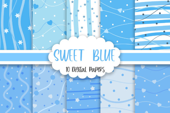 Download Sweet Blue Background Digital Papers - Round Collection