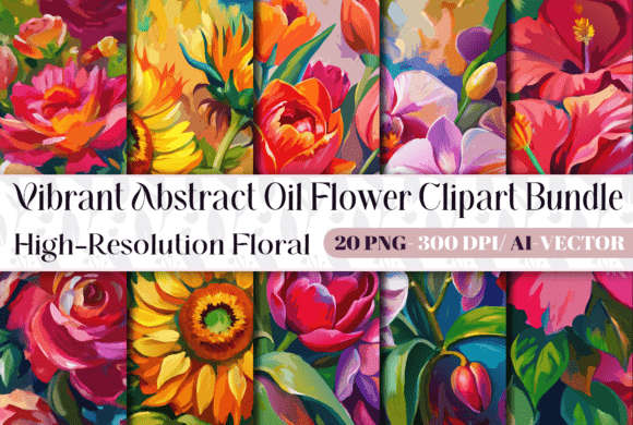 Download Vibrant Abstract Oil Flower Clipart 20 - Abstract Collection