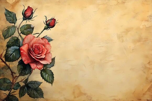 Download Vintage Rose Illustration Background Art - Round Collection