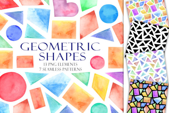 Download Set of Watercolor Geometric Shapes - Set Collection
