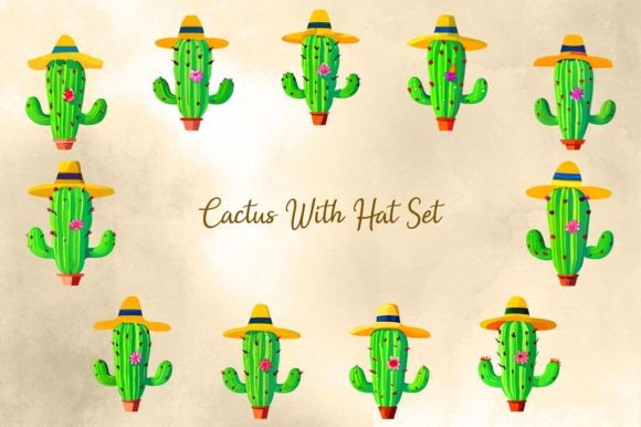 Download Cactus with Hat Set - Set Collection