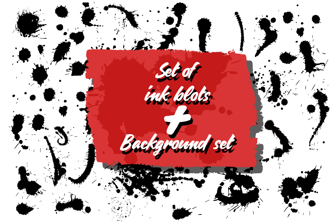 Download Ink Blots Set + 10 Backgrounds - Round Collection