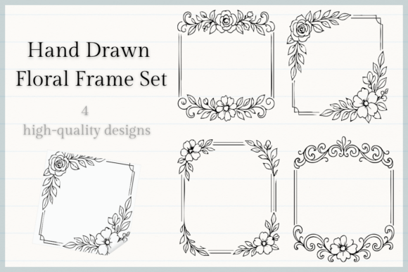 Download Hand Drawn Floral Frame Set Botanical - Set Collection