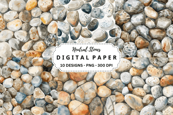 Download Watercolor Neutral Stones Background - Round Collection