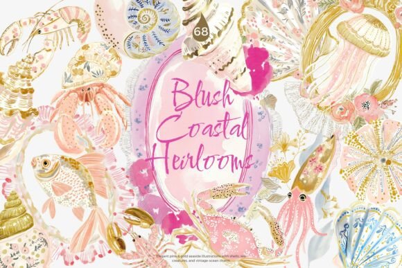 Download Blush Gold Coastal Clipart Set - Set Collection